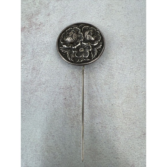 Floral Brooch Pin Vintage Antique Signed Beautiful Gift‎ Relief Patina - Picture 1 of 4